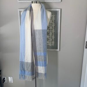 La Seine blue ivory and gray cashmere winter scarf